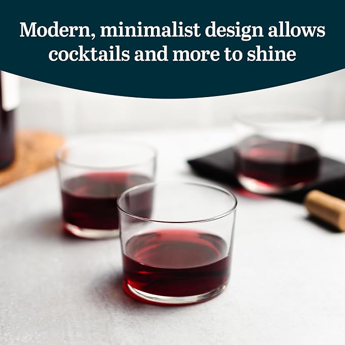 Libbey Café Petite Rocks Glasses Set of 8, Dishwasher Safe Old Fashioned - Image 2
