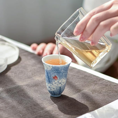 KAMMAK Ceramic Tea Cups Set of 2, 1.7 oz, Vintage Small Teacups, 787N | Hand - Image 5