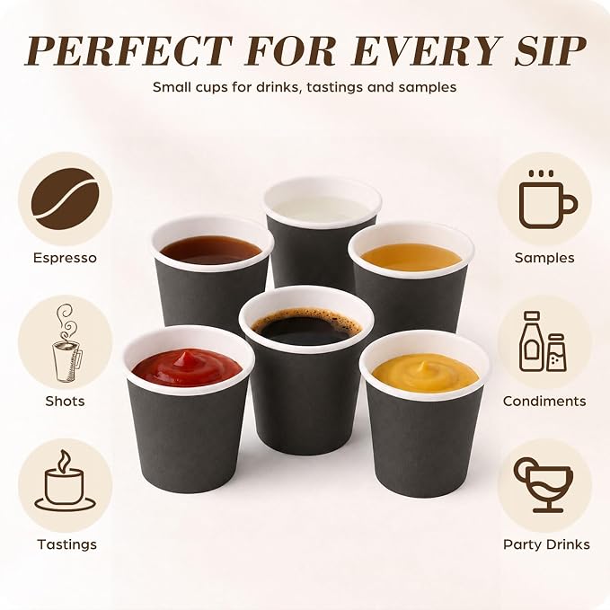 300 Pcs Mini Coffee Cups Brown Culture Cup 2oz Disposable Bathroom Cups Paper - Image 5