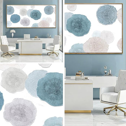 VAYIMDH Blue Hand Painted Wall Art Abstract Canvas Paintings Contemporary Wall Decorations 40"x86" Bedroom Artwork Pictures for Dining Room