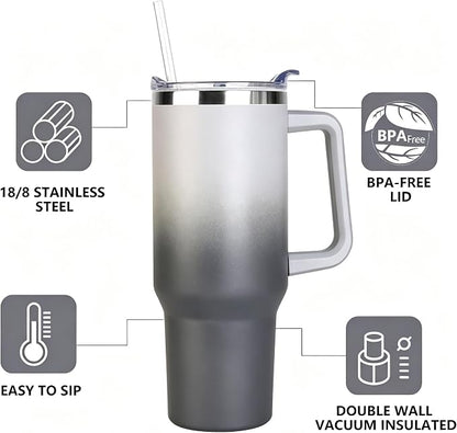 SYACOT 40 oz Tumbler with Handle and Straw Stainless Steel Insulated Tumbler - Image 2