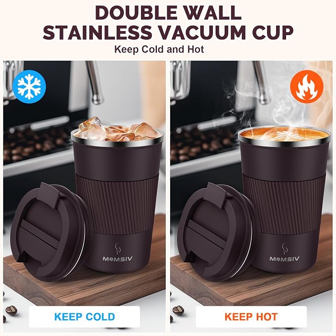 MOMSIV 12oz Travel Coffee Mug, Insulated Coffee Cups - Image 3