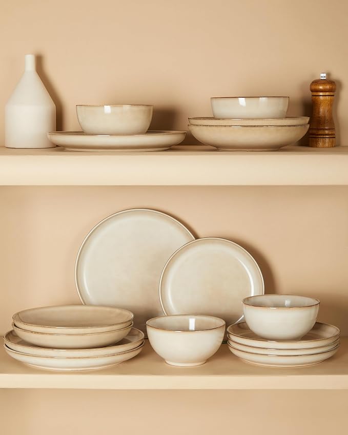 Stoneware Dinnerware Sets for 6, 18 Pieces Ceramic Plates and Bowls Sets - Image 3