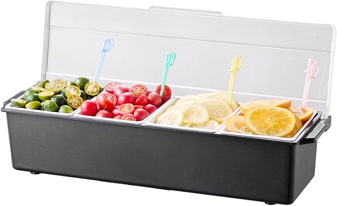 VEVOR Chilled Condiment Server, 4 Compartment Ice Cooled Condiment Serving - Image 12