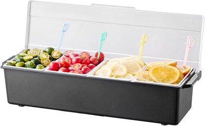 VEVOR Chilled Condiment Server, 4 Compartment Ice Cooled Condiment Serving - Image 12