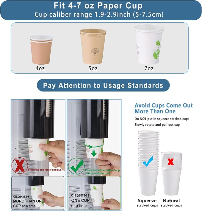 Cup Dispenser, Wall Mount Water Cooler Cup Dispenser | fits 4-7 oz Disposable - Image 9