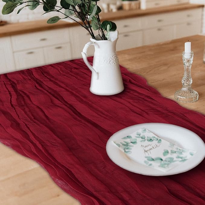 2 Pack Cheesecloth Table Runner 10Ft Christmas Gauze Boho Table Runners - Image 4