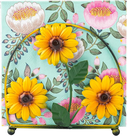 Napkin Holder For Table Sunflower Farmhouse Napkins Holder Cocktail Black Rustic Napkin-Holder For Kitchen