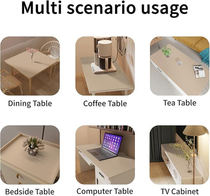 Leather Table Cover,1.8mm Thick,30x60 Inch Desk Cover,Large Desk Mat,Table Protector,Table Cover Protector,Craft Mats to Protect Table(Light Brown+Gray,30x60)