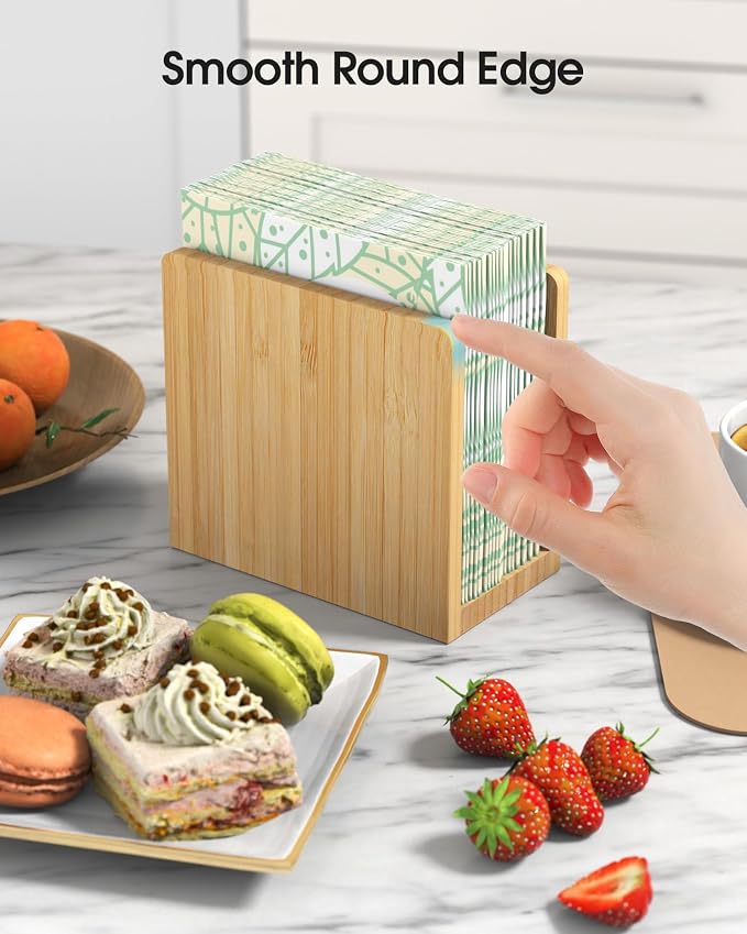 MaxGear Bamboo Napkin Holder for Tables, Wooden Tabletop Tissue Holder | Fits - Image 3