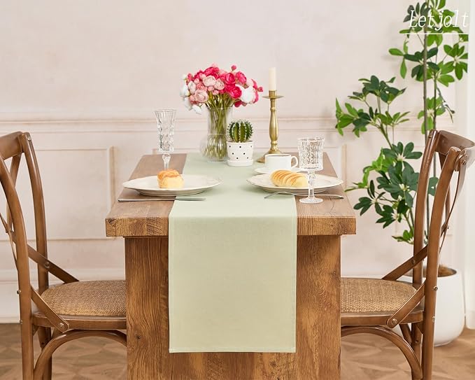 Letjolt Sage Green Table Runner 72 Inches Long | Rustic - Image 5