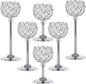 Crystal Metal Tealight Candlestick, Bling Bowl Candelabras, Tall Crystal Candle Holders Elegant Candle Centerpiece for Dining Table Wedding Home Mantel Decor (Silver, 2 Sets(6 Pcs))