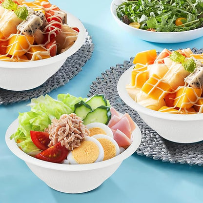 300 Pcs 8oz Paper Bowls,Heavy Duty Disposable Bowls Compostable Paper Bowls, White Biodegradable Bowls for Ice Cream, Salad,Dessert,Parties - Catering Supplies