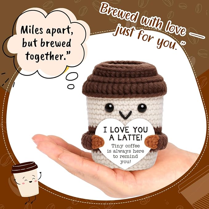 Positive Crochet Coffee Cup I Love You Gift - Image 2
