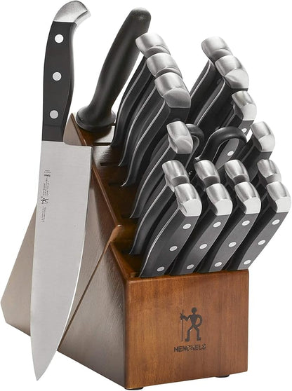 HENCKELS Statement Razor-Sharp 20-Piece Knife Set, Chef, Bread, German Engineered Knife Informed by over 100 Years of Mastery, Brown Block