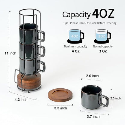 LUKA Porcelain Stackable Espresso Cups - Image 3