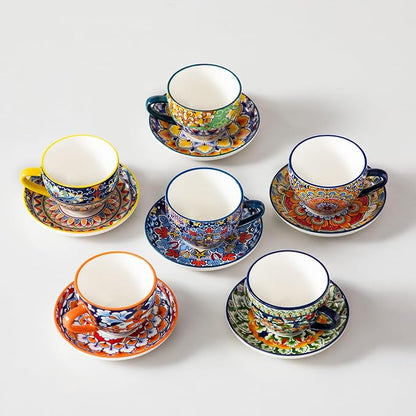 vancasso 8 Oz Cappuccino Cups, Porcelain Tea Cups and Saucers Set of 6 | - Image 7