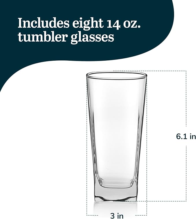 14.3 oz Drinking Glasses Set of 8, Tumblers - Image 3