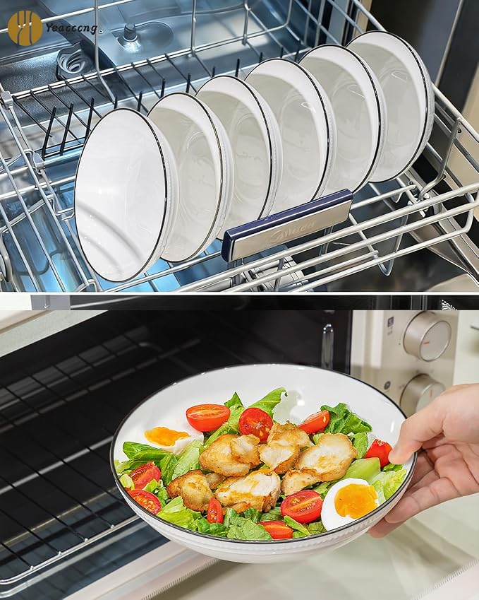Yeacccng White Pasta Bowls Set of 6, 9.25 Inch 50 Oz Large Ceramic Soup Salad - Image 9