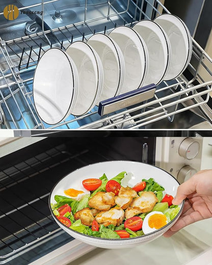 Yeacccng White Pasta Bowls Set of 6, 9.25 Inch 50 Oz Large Ceramic Soup Salad - Image 9