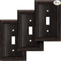 Henne Bery Sunken Pearls Heavy Duty Decorative Wall Plate Switch Plate Outlet Cover (Single Toggle, 3 Pack, Aged Bronze)