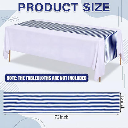 6 Pcs Navy Blue and White Stripe Table Runner, 13 x 72 Inch | Linen Kitchen - Image 2