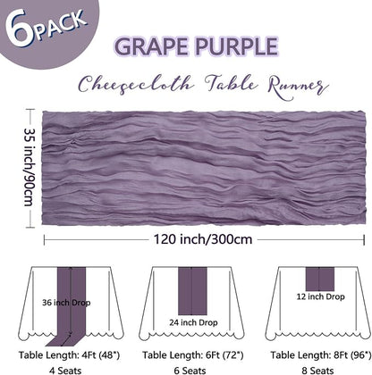 6 Pack Grape Purple Cheesecloth Table Runner 10Ft Gauze Cheese Cloth Table - Image 2
