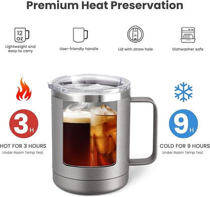 MEWAY 12oz Coffee Mug With Handle 4 Pack Bulk, Stainless Steel Insulated Travel - Image 3