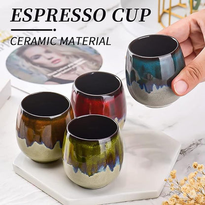 3 oz Ceramic Mini Espresso Cups Set of 4, Morandi Color - Image 3