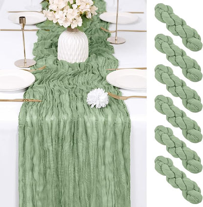 6 Pack Sage Green Cheesecloth Table Runner 17x108 Inch Semi Sheer Boho Gauze by Unknown