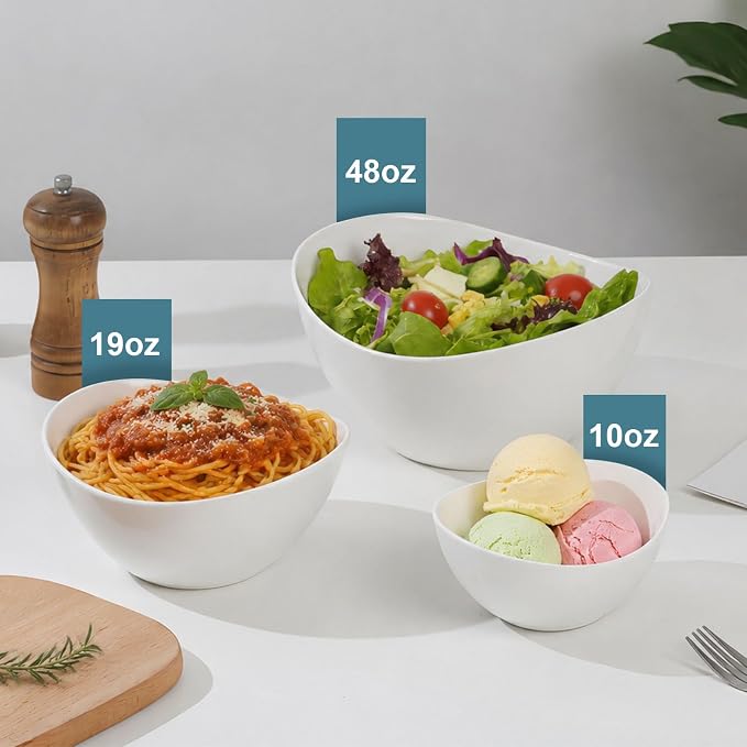 Samsle Porcelain Large Serving Bowl Set, 48 Oz Big Salad bowls, Large Serving - Image 4