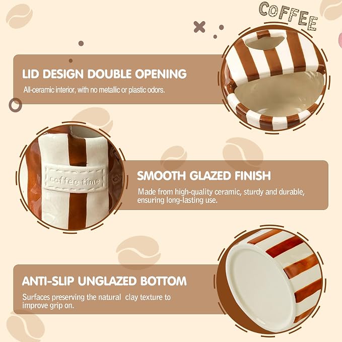 Ceramic Coffee Mugs 10 oz Retro Striped Coffee Mug No Handle - Image 5