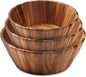 Wooden Salad Bowl Set of 3, Round Wood Bowls by Woodenhouse