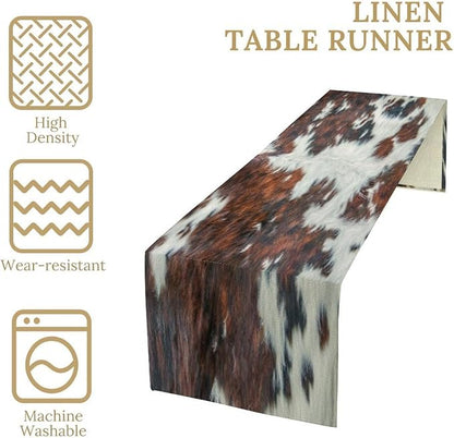 Cow Skin Print Table Runner, Rustic Cottage Country Farm Animal Fur Skin - Image 4