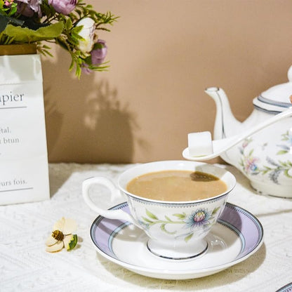 Bone China Tea Set, 21-Pieces Porcelain Tea Set - Image 3