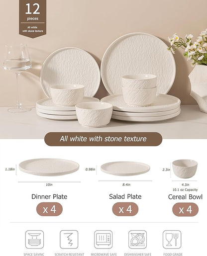 Dinnerware sets plates and bowls sets modern plates,Ceramic Dinnerware Sets,12 Pieces Porcelain Lightweight Plates,Scratch Resistant Dish Set (style - 9, 4 - Set (12pcs))