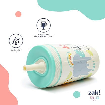 Zak Designs Safari Kelso 12oz Stainless Steel Leak-Proof Toddler Straw Cup - Image 4