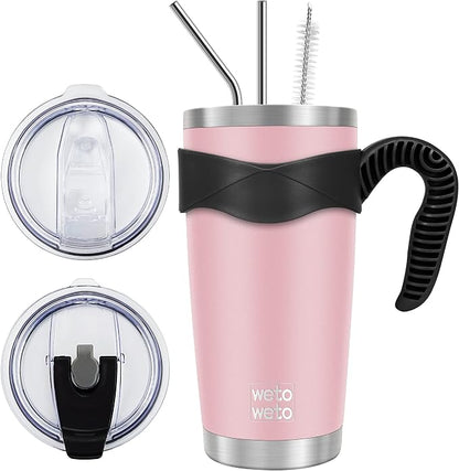 WETOWETO 20oz Tumbler with 2 lids and 2 straws, Stainless Steel Vacuum by Wetoweto
