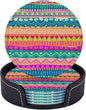 6 Pcs Colorful Stripe Leather Coasters by Jfniub