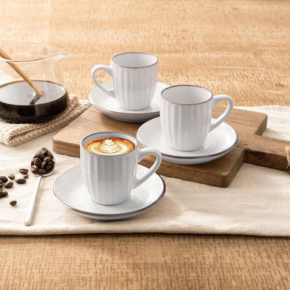 famiware 3oz Espresso Cups and Saucers, Stoneware Demitasse Cup - Image 2
