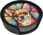 Drink Coaster Set of 6, Chihuahua Dog Mom Lover Gift,Leather Drink Coasters with Holder,6 Pack Cup/Bar/Drink Coasters for Table/Drinks/Coffee Protection Housewarming Gift
