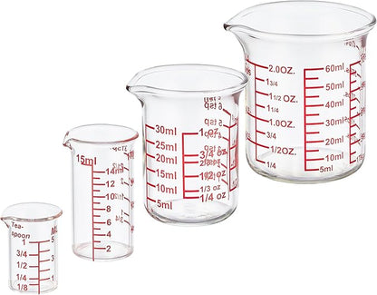 Ackers 4-Piece Glass Measuring Cup Set, Borosilicate Beaker Style Nesting by AckersBORO33