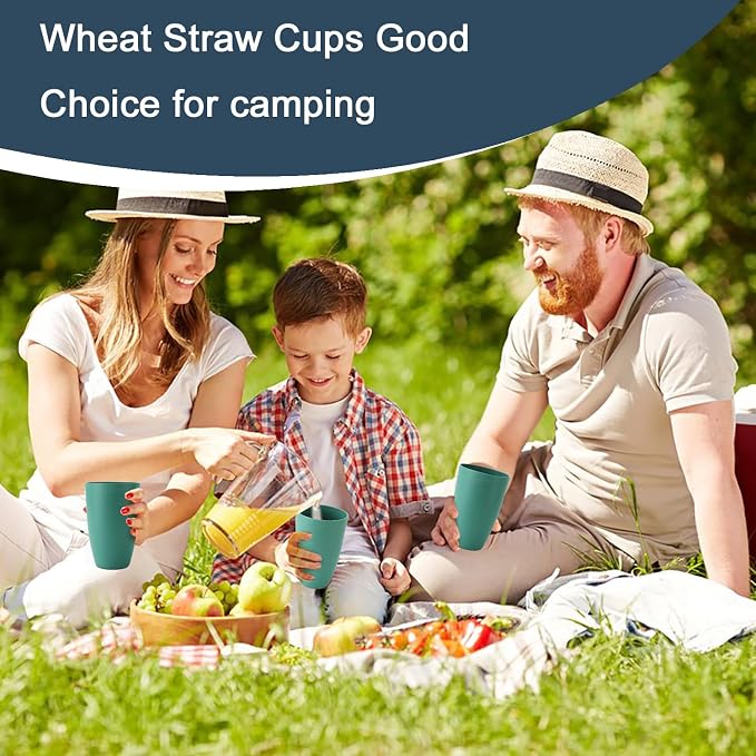 PYRMONT Wheat Straw Cups 20 Oz Alternative Plastic Cups Set of 6 Unbreakable - Image 7
