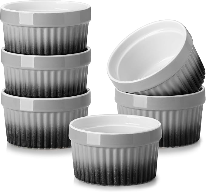 MALACASA Ramekins 8 oz Oven Safe, Large Ceramic Souffle Dishes by MALACASA