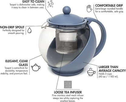 Primula Half Moon Teapot with Removable Infuser, Glass Tea Maker with Reusable - Image 5