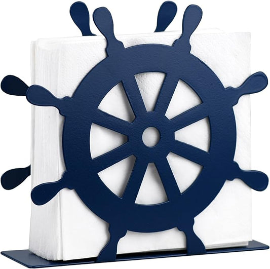 OIGUMR napkin holder farmhouse napkin holder 5.9 x 5.9 inch (Blue Rudder Shape, 1)