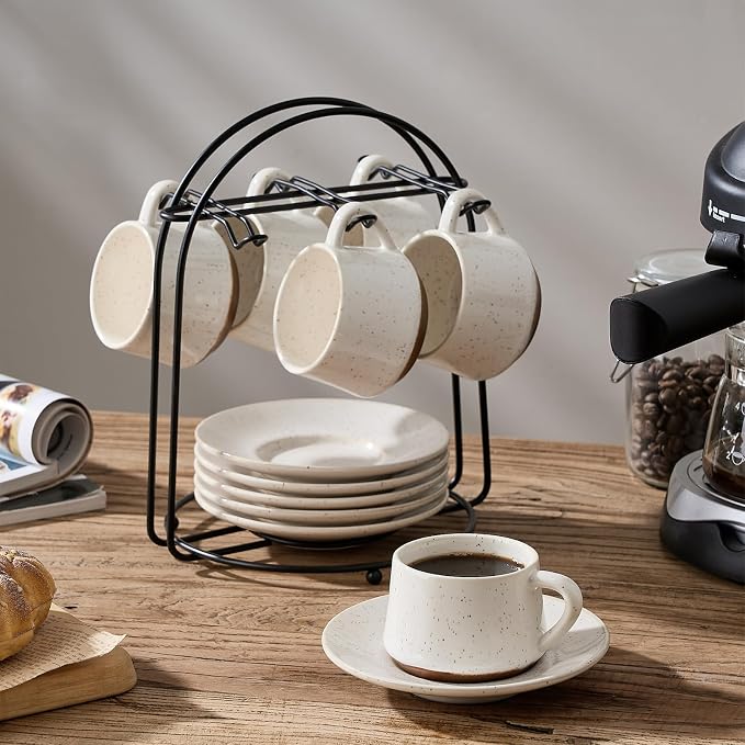 Stackable Cappuccino Cup Set of 6Activated-Glazed Ceramic Coffee Cup | Ceramic - Image 3