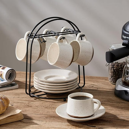 Stackable Cappuccino Cup Set of 6Activated-Glazed Ceramic Coffee Cup | Ceramic - Image 3