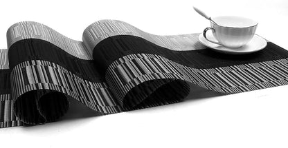 SHACOS Woven Vinyl Table Runner PVC Table Runner 12 x 71 inch Wipe Clean Indoor - Image 2