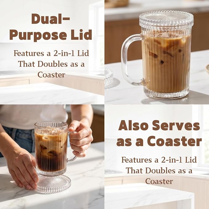 Noamus 4 Pack Glass Coffee Mugs - Image 3